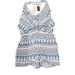 Fab'rik Boho Romper Halter Cutout Under Bust Women's Small